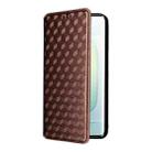 For Honor 400 Cubic Grid Texture Flip Leather Phone Case(Brown) - 2
