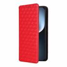 For Honor Magic7 5G Cubic Grid Texture Flip Leather Phone Case(Red) - 2