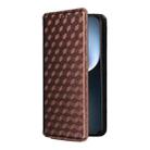 For Honor Magic7 5G Cubic Grid Texture Flip Leather Phone Case(Brown) - 2