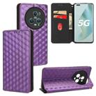For Honor Magic5 Pro Cubic Grid Texture Flip Leather Phone Case(Purple) - 1