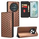 For Honor Magic5 Pro Cubic Grid Texture Flip Leather Phone Case(Brown) - 1