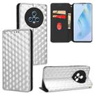 For Honor Magic5 Cubic Grid Texture Flip Leather Phone Case(Silver) - 1