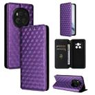 For Honor Magic6 5G Cubic Grid Texture Flip Leather Phone Case(Purple) - 1