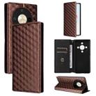 For Honor Magic6 Lite 5G / X9b 5G Cubic Grid Texture Flip Leather Phone Case(Brown) - 1