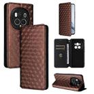 For Honor Magic6 Pro 5G Cubic Grid Texture Flip Leather Phone Case(Brown) - 1