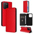 For Honor X5b / X5b Plus Cubic Grid Texture Flip Leather Phone Case(Red) - 1