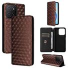 For Honor X5b / X5b Plus Cubic Grid Texture Flip Leather Phone Case(Brown) - 1