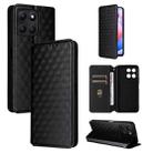 For Honor X6a 4G Cubic Grid Texture Flip Leather Phone Case(Black) - 1