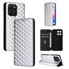 For Honor X6a 4G Cubic Grid Texture Flip Leather Phone Case(Silver) - 1