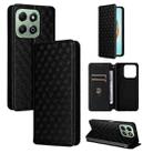 For Honor X6b 4G Cubic Grid Texture Flip Leather Phone Case(Black) - 1