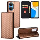 For Honor X7 Cubic Grid Texture Flip Leather Phone Case(Brown) - 1