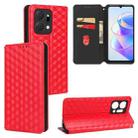 For Honor X7a Cubic Grid Texture Flip Leather Phone Case(Red) - 1