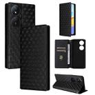 For Honor X7b / Play 50 Plus Cubic Grid Texture Flip Leather Phone Case(Black) - 1