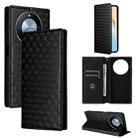 For Honor X60 5G / X9c Smart Cubic Grid Texture Flip Leather Phone Case(Black) - 1
