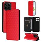 For Honor Play 60 Plus Cubic Grid Texture Flip Leather Phone Case(Red) - 1