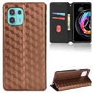 For Motorola Edge 20 Lite Cubic Grid Texture Flip Leather Phone Case(Brown) - 1