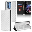 For Motorola Edge 20 Pro Cubic Grid Texture Flip Leather Phone Case(Silver) - 1
