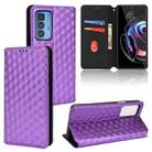 For Motorola Edge 20 Pro Cubic Grid Texture Flip Leather Phone Case(Purple) - 1