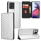 For Motorola Edge 30 Fusion Cubic Grid Texture Flip Leather Phone Case(Silver) - 1