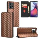 For Motorola Edge 30 Fusion Cubic Grid Texture Flip Leather Phone Case(Brown) - 1
