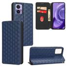 For Motorola Edge 30 Neo Cubic Grid Texture Flip Leather Phone Case(Blue) - 1