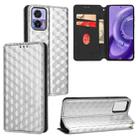 For Motorola Edge 30 Neo Cubic Grid Texture Flip Leather Phone Case(Silver) - 1