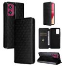 For Motorola Edge 50 Fusion 5G Cubic Grid Texture Flip Leather Phone Case(Black) - 1