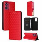 For Motorola Edge 50 Fusion 5G Cubic Grid Texture Flip Leather Phone Case(Red) - 1