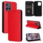 For Motorola Edge 50 Neo 5G Cubic Grid Texture Flip Leather Phone Case(Red) - 1