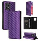 For Motorola Edge 50 Pro Cubic Grid Texture Flip Leather Phone Case(Purple) - 1