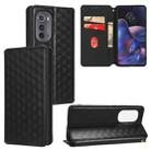For Motorola Edge 2022 Cubic Grid Texture Flip Leather Phone Case(Black) - 1