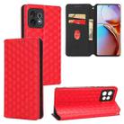 For Motorola Edge+ 2023 / Edge 40 Pro Cubic Grid Texture Flip Leather Phone Case(Red) - 1