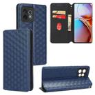 For Motorola Edge+ 2023 / Edge 40 Pro Cubic Grid Texture Flip Leather Phone Case(Blue) - 1