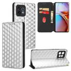 For Motorola Edge+ 2023 / Edge 40 Pro Cubic Grid Texture Flip Leather Phone Case(Silver) - 1