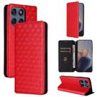 For Motorola Edge 60 Fusion Cubic Grid Texture Flip Leather Phone Case(Red) - 1