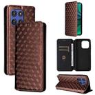 For Motorola Edge 60 Stylus Cubic Grid Texture Flip Leather Phone Case(Brown) - 1