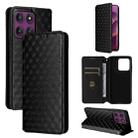 For Motorola Edge 60 Pro Cubic Grid Texture Flip Leather Phone Case(Black) - 1