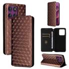 For Motorola Edge 60 Pro Cubic Grid Texture Flip Leather Phone Case(Brown) - 1
