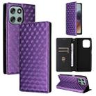 For Motorola Moto G56 / G66j / G66y 5G Cubic Grid Texture Flip Leather Phone Case(Purple) - 1