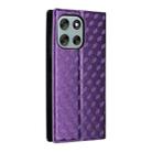 For Motorola Moto G56 / G66j / G66y 5G Cubic Grid Texture Flip Leather Phone Case(Purple) - 3