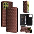 For Motorola Moto G86 5G Cubic Grid Texture Flip Leather Phone Case(Brown) - 1