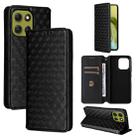 For Motorola Moto G86 Power 5G Cubic Grid Texture Flip Leather Phone Case(Black) - 1