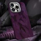 For iPhone 15 Pro Max Camouflage Leather Metal Frame MagSafe PC Phone Case(Dark Purple) - 1