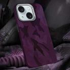 For iPhone 15 Plus Camouflage Leather Metal Frame MagSafe PC Phone Case(Dark Purple) - 1