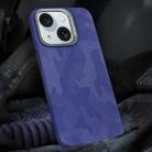 For iPhone 15 Plus Camouflage Leather Metal Frame MagSafe PC Phone Case(Purple) - 1