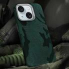 For iPhone 15 Camouflage Leather Metal Frame MagSafe PC Phone Case(Army Green) - 1