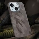 For iPhone 15 Camouflage Leather Metal Frame MagSafe PC Phone Case(Titanium Grey) - 1