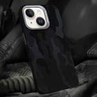 For iPhone 14 Plus Camouflage Leather Metal Frame MagSafe PC Phone Case(Black) - 1
