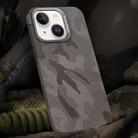 For iPhone 14 Plus Camouflage Leather Metal Frame MagSafe PC Phone Case(Titanium Grey) - 1
