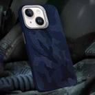 For iPhone 14 Camouflage Leather Metal Frame MagSafe PC Phone Case(Blue) - 1